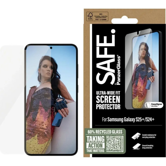 PanzerGlass SAFE by Ultra-Wide Fit Tempered Glass for Samsung Galaxy S25+ - (PAN001101-0)