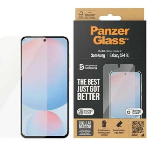 PanzerGlass Ultra-Wide Fit Screen Protection Tempered Glass for Samsung Galaxy S23 FE - Clear - (PAN000909-0)