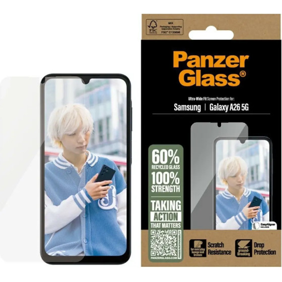PanzerGlass Ultra-Wide Fit Tempered Glass for Samsung Galaxy A26 5G - Clear - (PAN001072-0)