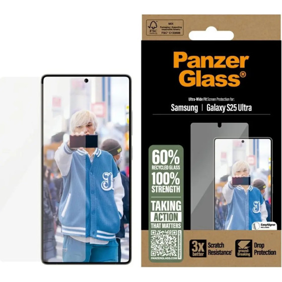 PanzerGlass Ultra-Wide Fit Tempered Glass for Samsung Galaxy S25 Ultra - (PAN001067-0)