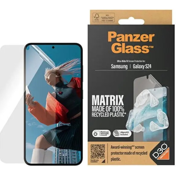 PanzerGlass Ultra-Wide Fit tempered glass with D3O(R) with applicator for Samsung Galaxy S24 - (PAN000642-0)