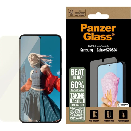 PanzerGlass All-in-One Ultra-Wide Fit Tempered Glass for Samsung Galaxy S25 - (PAN001093-0)