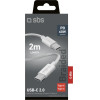 SBS Cable 2 x USB-C 2m 60W with Power Delivery - Gray - (TECABLETISSUETCC2G)
