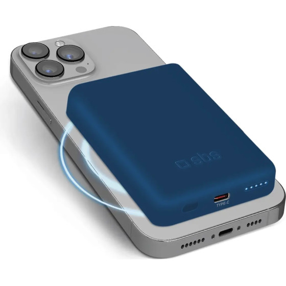 SBS Powerbank 5000 mAh compatible with MagSafe - blue - (TEBB5000MAG1CB)