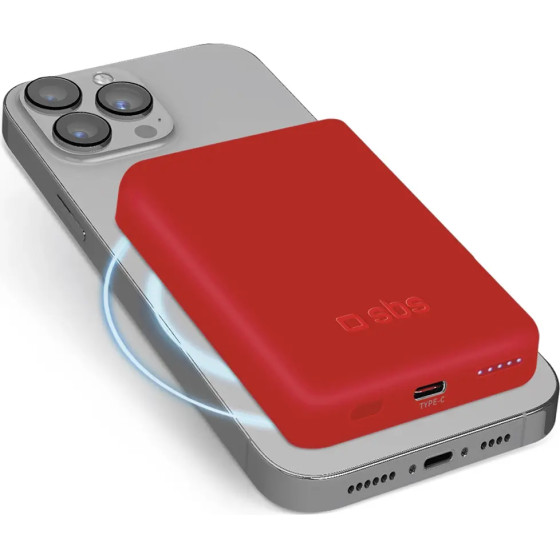 SBS Powerbank 5000 mAh compatible with MagSafe - red - (TEBB5000MAG1CR)