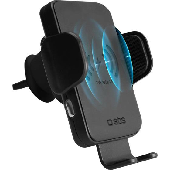 SBS smartphone holder with wireless charger for air vent - black - (TESUPWIR15WAUT)