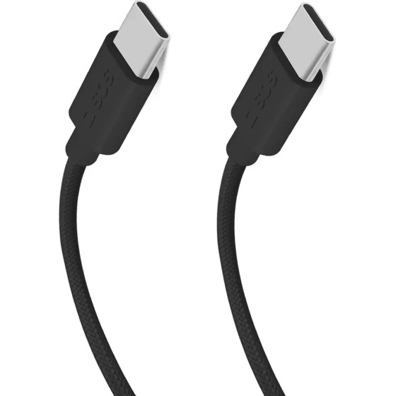 SBS TECABLETISSUETCK USB-C - USB-C 1.5m 60W braided cable - black - (TECABLETISSUETCCK)