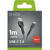SBS USB-A - USB-C Cable 1m - Black - (TECABLETYC1KPOS)