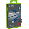 SBS USB-C - USB-C 1.5m 60W braided cable - blue - (TECABLETISSUETCCB)