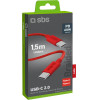 SBS USB-C - USB-C 1.5m 60W Braided Cable - Red - (TECABLETISSUETCCR)