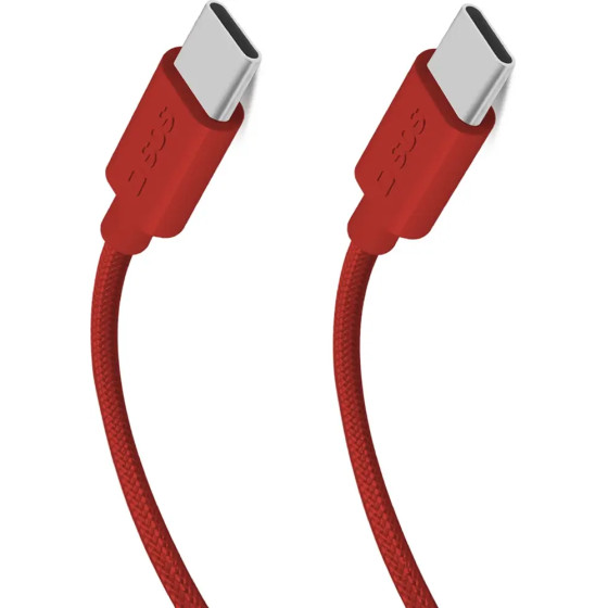 SBS USB-C - USB-C 1.5m 60W Braided Cable - Red - (TECABLETISSUETCCR)