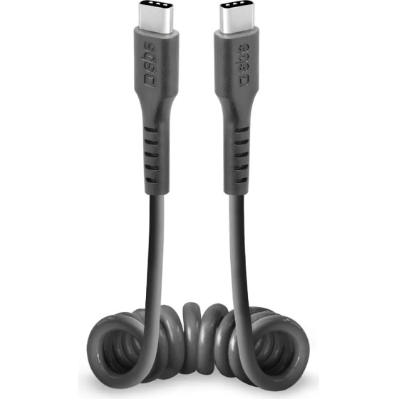 SBS USB-C spiral cable - USB-C 0.5m - black - (TECABLETYPCCSK)