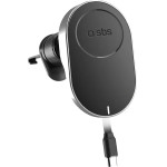 SBS Wireless Charger Smartphone Holder with Retractable Cable Compatible with MagSafe - Black - (TESUPP15WRETRACABL)