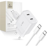 Tech-Protect C20W 2x USB-C PD 20W charger with USB-C / USB-C cable - white - (24390-0)