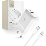 Tech-Protect C20W USB-C PD 20W / USB-A QC 3.0 Charger with USB-C / Lightning Cable - White - (22240-0)