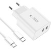 Tech-Protect C35W 2x USB-C PD 35W charger with USB-C / USB-C cable - white - (24176-0)