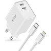 Tech-Protect C35W 2x USB-C PD 35W Wall Charger with USB-C / Lightning Cable - White - (24177-0)