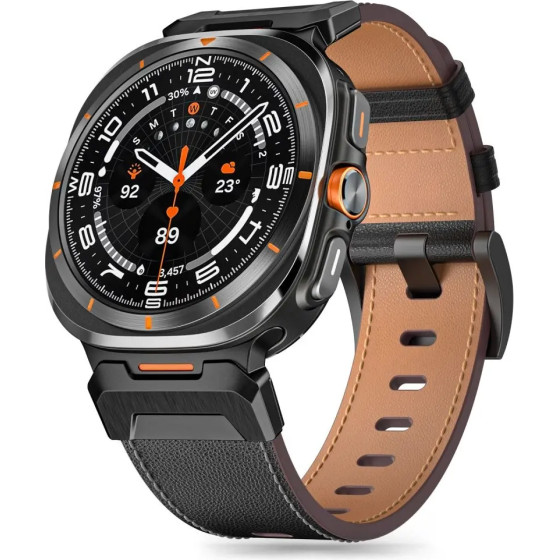 Tech-Protect Delta Pro Leather Strap for Samsung Galaxy Watch Ultra (47mm) - Black - (26259-0)