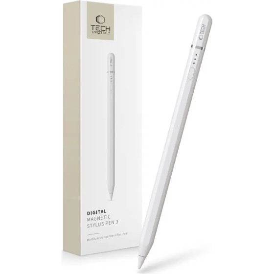 Tech-Protect Digital Magnetic Stylus Pen 3 Magnetic for iPad Tablet - White - (25792-0)