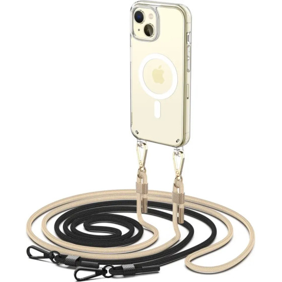Tech-Protect FlexAir Chain Case with MagSafe for iPhone 15 - Black/Beige - (23625-0)