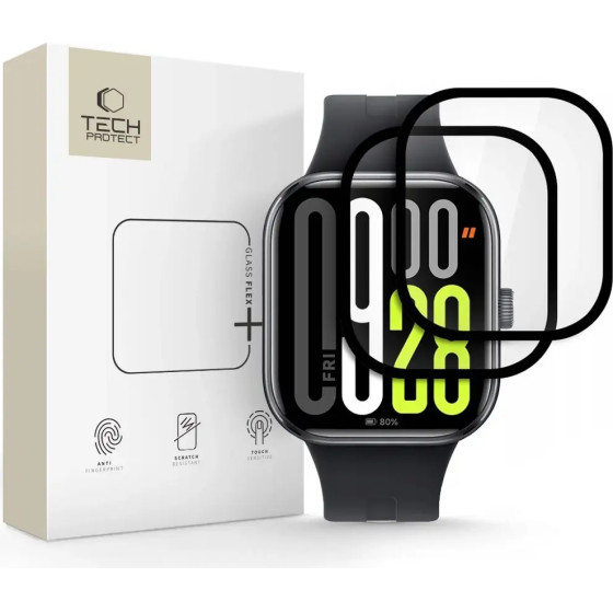 Tech-Protect Glass Flex+ Hybrid Glass 2-pack for Xiaomi Redmi Watch 5 - Black - (27423-0)