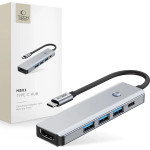 Tech-Protect HB01 HUB Adapter 5in1 USB-C + USB3.0 + HDMI 4K 60Hz + PD100W - gray - (27298-0)