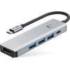 Tech-Protect HB01 HUB Adapter 5in1 USB-C + USB3.0 + HDMI 4K 60Hz + PD100W - gray - (27298-0)