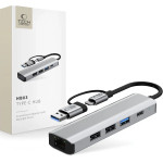 Tech-Protect HB03 HUB Adapter 5in1 USB-C + USB2.0 + USB3.0 + RJ45 - gray - (27296-0)