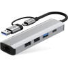 Tech-Protect HB03 HUB Adapter 5in1 USB-C + USB2.0 + USB3.0 + RJ45 - gray - (27296-0)