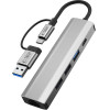 Tech-Protect HB03 HUB Adapter 5in1 USB-C + USB2.0 + USB3.0 + RJ45 - gray - (27296-0)