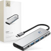 Tech-Protect HB04 HUB Adapter 9in1 USB-C + USB2.0 + USB3.0 + HDMI 4K 60Hz + SD / TF + PD100W + AV3.5 - gray - (27299-0)