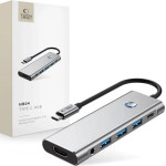 Tech-Protect HB04 HUB Adapter 9in1 USB-C + USB2.0 + USB3.0 + HDMI 4K 60Hz + SD / TF + PD100W + AV3.5 - gray - (27299-0)