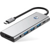 Tech-Protect HB04 HUB Adapter 9in1 USB-C + USB2.0 + USB3.0 + HDMI 4K 60Hz + SD / TF + PD100W + AV3.5 - gray - (27299-0)