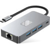 Tech-Protect HB05 HUB 9in1 USB-C + USB2.0 + USB3.0 + HDMI 4K 60HZ + SD / TF + PD100W + RJ45 adapter - gray - (27295-0)