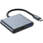Tech-Protect HUB V1 3in1 USB-C - USB-A 3.0 / USB-C PD 100W / HDMI 4K 30Hz - gray - (23312-0)