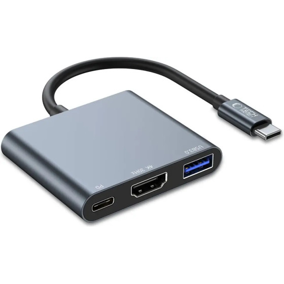 Tech-Protect HUB V1 3in1 USB-C - USB-A 3.0 / USB-C PD 100W / HDMI 4K 30Hz - gray - (23312-0)