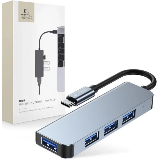 Tech-Protect HUB V1 4in1 USB-C - 3x USB-A 2.0 / USB-A 3.0 - gray - (20242-0)