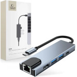 Tech-Protect HUB V3 5in1 USB-C - USB-A 3.0 / USB-A 2.0 / USB-C / HDMI / RJ45 - gray - (20239-0)