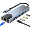Tech-Protect HUB V3 5in1 USB-C - USB-A 3.0 / USB-A 2.0 / USB-C / HDMI / RJ45 - gray - (20239-0)