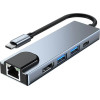 Tech-Protect HUB V3 5in1 USB-C - USB-A 3.0 / USB-A 2.0 / USB-C / HDMI / RJ45 - gray - (20239-0)