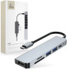 Tech-Protect HUB V4 6in1 USB-C - USB-A 3.0 / USB-A 2.0 / USB-C / HDMI / micro SD / TF / SD card reader - gray - (20240-0)