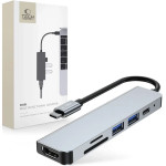 Tech-Protect HUB V4 6in1 USB-C - USB-A 3.0 / USB-A 2.0 / USB-C / HDMI / micro SD / TF / SD card reader - gray - (20240-0)