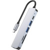 Tech-Protect HUB V4 6in1 USB-C - USB-A 3.0 / USB-A 2.0 / USB-C / HDMI / micro SD / TF / SD card reader - gray - (20240-0)