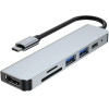 Tech-Protect HUB V4 6in1 USB-C - USB-A 3.0 / USB-A 2.0 / USB-C / HDMI / micro SD / TF / SD card reader - gray - (20240-0)