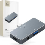 Tech-Protect HUB V6 4in1 USB-C - USB-A 3.0 / USB-C PD100W / HDMI / mini jack 3.5mm - gray - (24031-0)