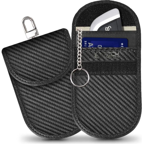 Tech-Protect KLR100 RFID Blocking Car Key Case - Black - Carbon - (26210-0)