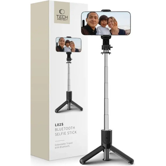 Tech-Protect L02S Bluetooth selfie stick with tripod up to 72cm - black - (22006-0)