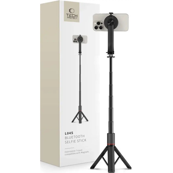 Tech-Protect L04S Bluetooth Selfie Stick with Tripod up to 95cm and 360 Head - Black - (24115-0)