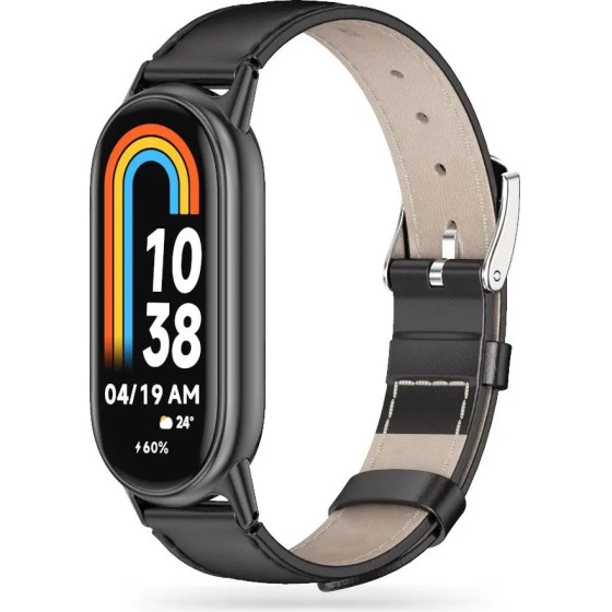 Tech-Protect Leatherfit strap for Xiaomi Smart Band 8 / 8 NFC - black - (23233-0)