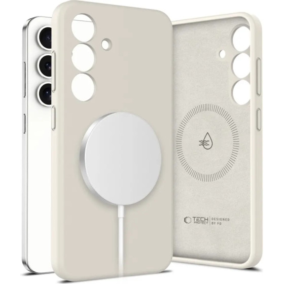 Tech-Protect Liquid Silicone Magsafe Case for Samsung Galaxy S25 - Beige - (26989-0)